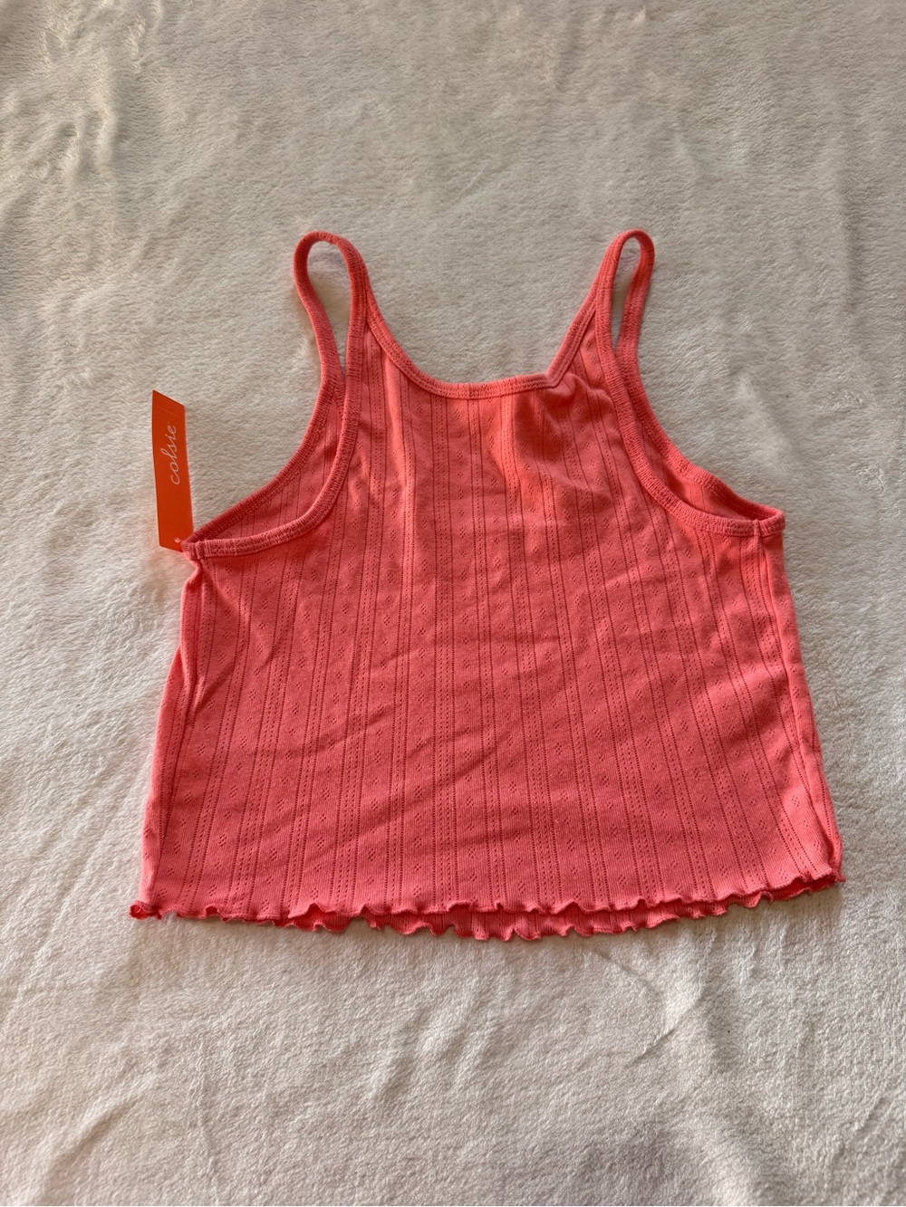 Colsie Coral Ribbed Cropped Tank - Picture 3 of 3